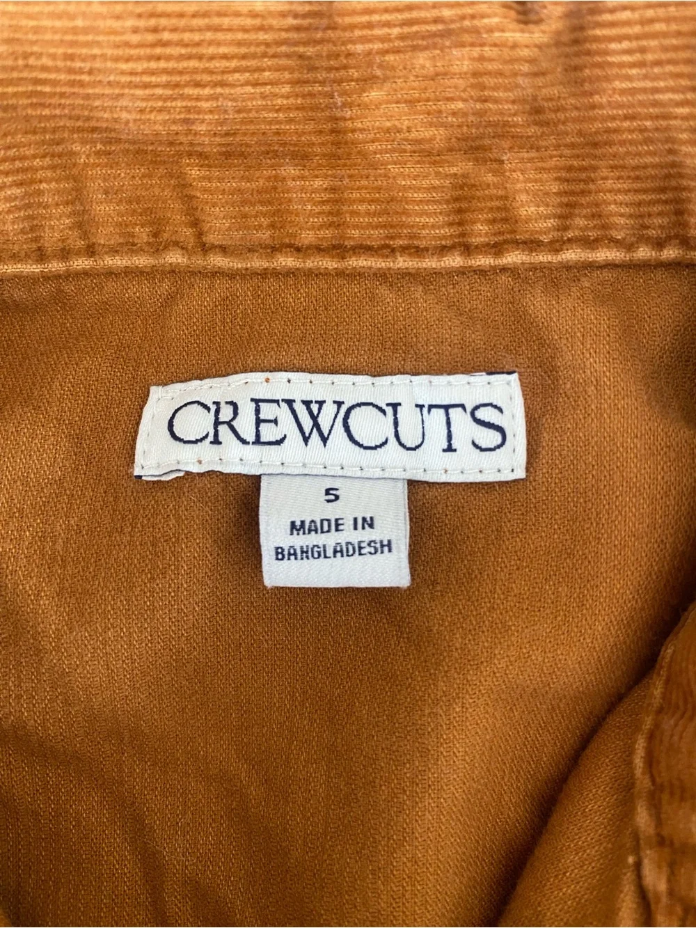 Crewcuts Girls Brown Corduroy fall Shirt Dress Sz 5 Long Sleeve Collared Pockets